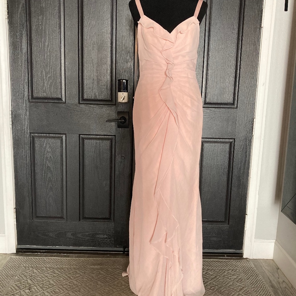 WHITE FOR VERA WANG Blush Pink  Chiffon Ruffle Dress